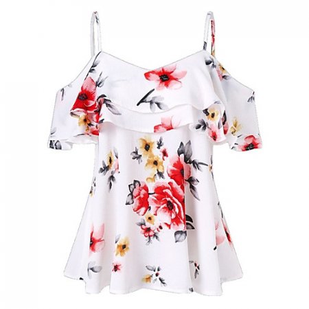 Women daily clothing basic, fashion women shirts, floral ruffles, printing