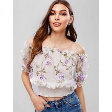 Women daily tops, floral shoulders