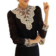 Women Daily Weekend Lace Top, Patchwork and Lace Trim