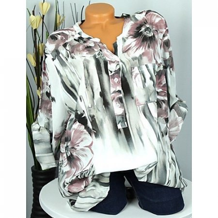 Women daily basic comfort loose shirt, floral shirt