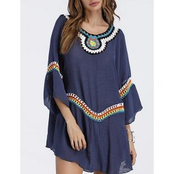 Women Daily Retro Puff Sleeve Cotton Shirt, Solid Color, Tassel
