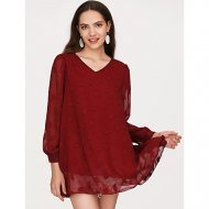 Women daily basic puff sleeve shirt, solid color printing