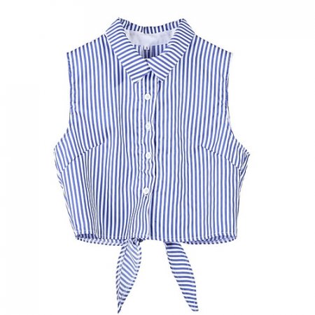 Women casual holiday cotton slim shirt, striped shirt