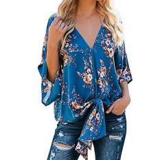 Women daily women shirt, flower V-neck casual shirt loose