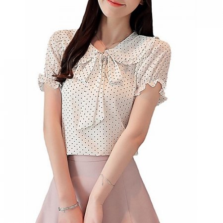 Women daily blouse, polka dot shirt