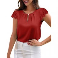 Women fashion and modern loose shirt, solid color lace