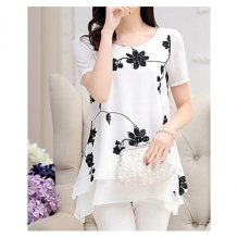 Women work weekend fashion loose shirt, floral print