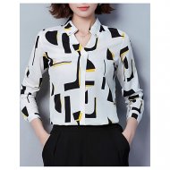 Women daily shirt, geometric V-neck