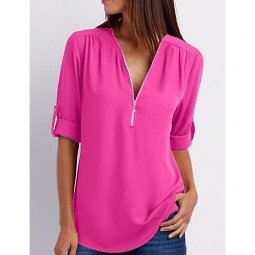 Women daily, solid color V-neck