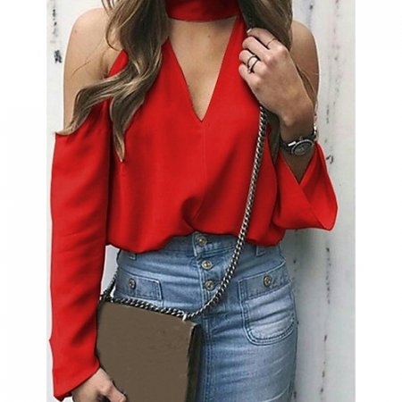 Women everyday chic, solid color round neck