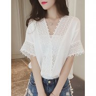 Women everyday tops, solid lace, cut