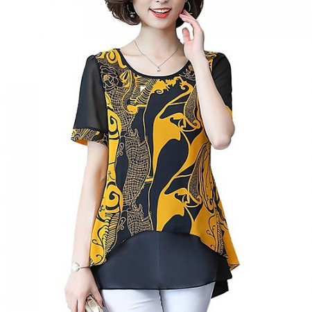 Women everyday tops, patterned floral style, chiffon, fashion