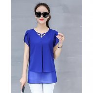 Women everyday outfit fashion loose shirt, solid color tailoring
