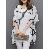 Women Daily Weekend Basic Comfortable Bat Sleeve Loose Top, Patterns and Folds