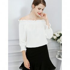 Women shirt slim shirt, solid off-the-shoulder petticoat