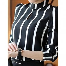 Women daily shirt, solid color, striped casual