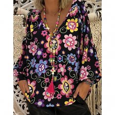 Women daily basic comfortable shirt, floral, print, fashion tropical shirt