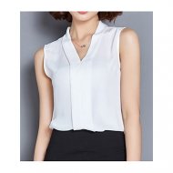Women shirt, solid color V-neck