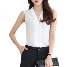 Women shirt, solid color V-neck