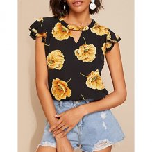 Female out vintage shirt, floral cut, print