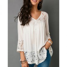 Women Shirt Comfortable Shirt, Solid Color Lace V-Neck Slip Dress