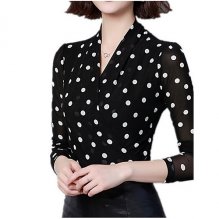 Women everyday fashion comfortable shirt, polka dot V-neck